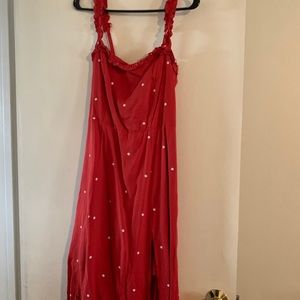 Red polka dot tank dress